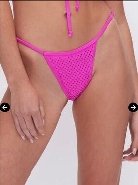 NWT Good American Rhinestone Adjustable Strap Bikini Bottoms XL Pink Glow
